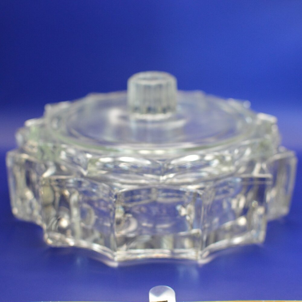 Clear Round Vintage-Inspired Glass Dish with Lid